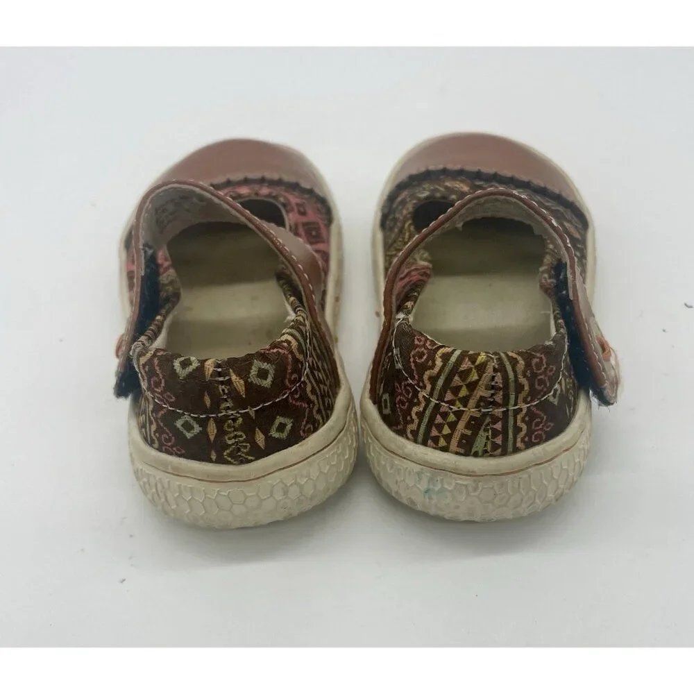 LIVIE & LUCA Tan Leather Shoes Rabbit Ears Adjustable Mary Janes Girls 5 Toddler